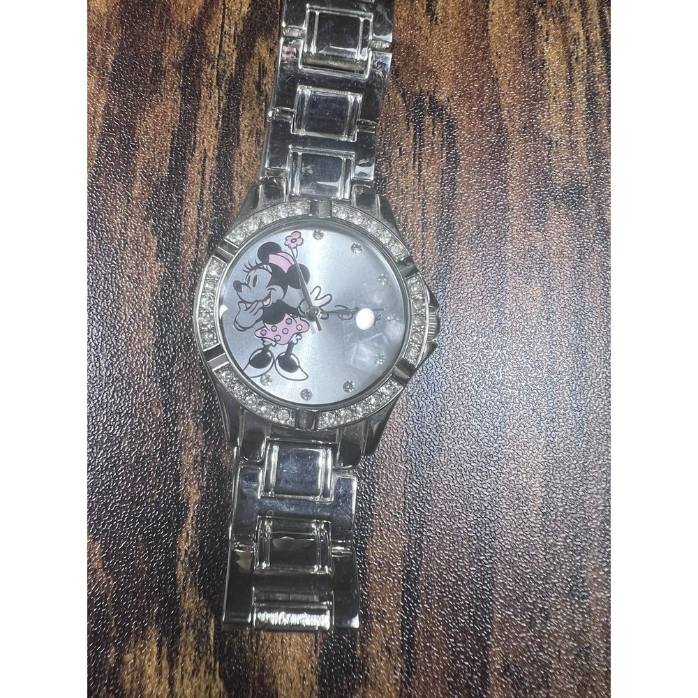 Disney Minnie Mouse Watch Adult Girl Crystals Sparkles Classic Metal Band